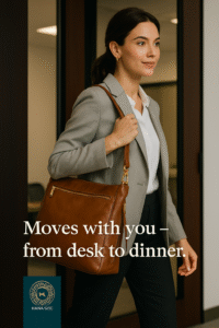 Luxury handcrafted genuine leather shoulder bag made in Oman by HANA GCC – brown color
